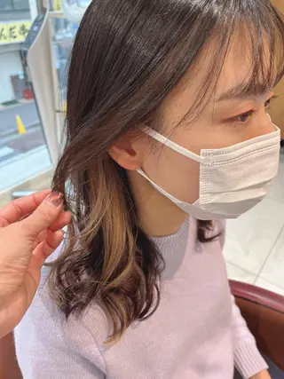 セミロング カラー 美髪矯正✨🌷関 郁美🌷のヘアスタイル