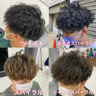 ショート カラー パーマ ヘアアレンジ メンズ 🔥メンズパーマ 特化 渡辺一翔のヘアスタイル