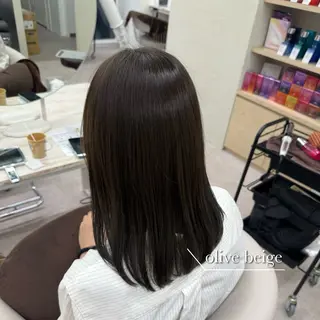 セミロング カラー 縮毛矯正/ベージュ カラー🧸綾里のヘアスタイル
