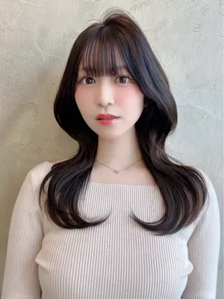 セミロング カラー パーマ 銀座✨レイヤーカット 顔まわり/坂本亜裟海のヘアスタイル