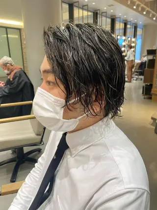 ミディアム カラー パーマ メンズ unopulir 景山　凌のヘアスタイル