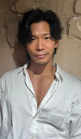 ミディアム パーマ メンズ 鈴木 颯真ウィリアムのヘアスタイル