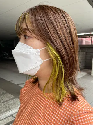 ミディアム カラー NINE+/代表 ブリーチ特化型サロンのヘアスタイル