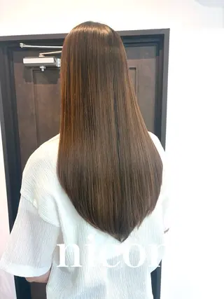 ロング 髪質改善カラー 縮毛矯正のヘアスタイル
