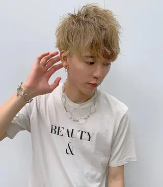 ショート カラー パーマ ヘアアレンジ メンズ 野木 良平のヘアスタイル