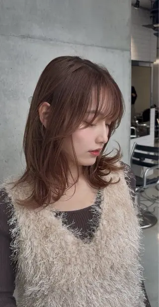 ミディアム カラー パーマ 🌱透明感カラー🌱 レイヤー/コウスケのヘアスタイル