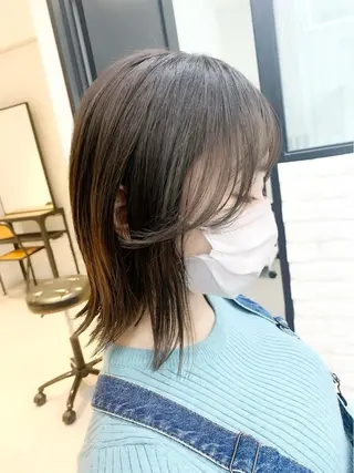 ミディアム カラー パーマ ヘアアレンジ メンズ キッズ ネイル マツエク・マツパ アイブロウ 似合せレイヤー/ 柔らか透明感カラーのヘアスタイル