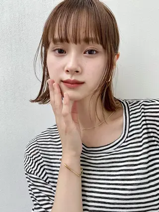 ショート 曲がる縮毛矯正 バレイヤージュ森田のヘアスタイル