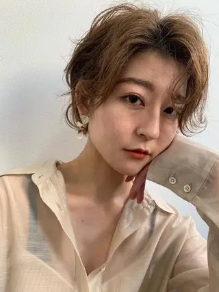 ショート カラー パーマ REONA🪽✨薬院 レイヤーカット🫧のヘアスタイル