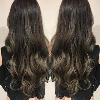 セミロング カラー 髪質改善カラー韓国風 レイヤーtudaのヘアスタイル