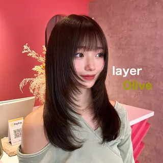 セミロング カラー 山崎/ボブ縮毛矯正 レイヤー髪質改善のヘアスタイル