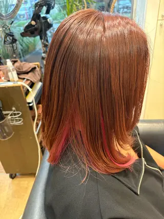 ミディアム カラー ショート✖️縮毛矯正 ✂️秋山知穂✂️のヘアスタイル