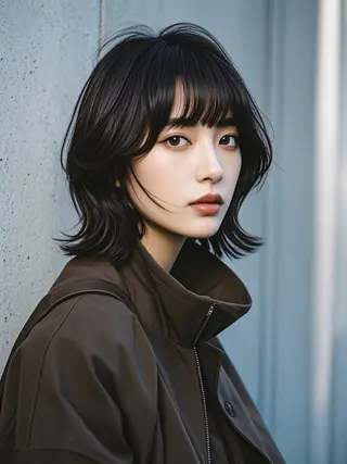 ミディアム ウルフカット 811 大阪梅田 ウルフのヘアスタイル