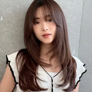 ロング 韓国レイヤー/艶髪/ 縮毛矯正/ 渡邊莉玖のヘアスタイル