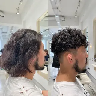 ショート パーマ メンズ ブリ—チ🌈カラ— 🌀パ—マ🌿ちえのヘアスタイル