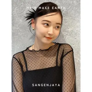セミロング ヘアアレンジ hair make earth 🌀のヘアスタイル