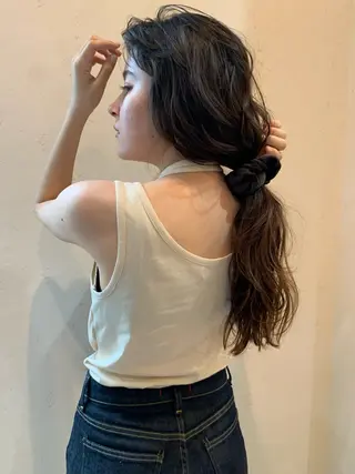 ロング カラー 落合希 Olivebeigeのヘアスタイル
