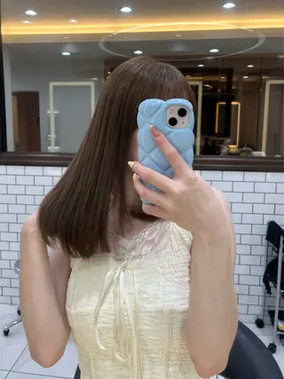 ミディアム カラー ひなこ♡縮毛矯正/ 艶カラー🤍透明感のヘアスタイル