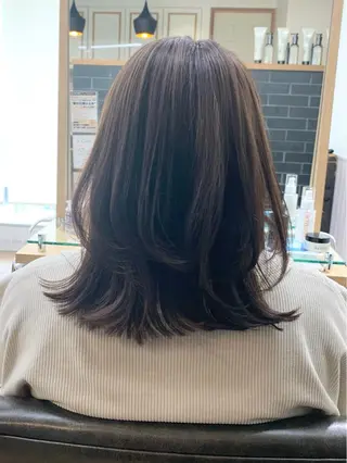 ミディアム カラー パーマ ヘアアレンジ メンズ キッズ ネイル マツエク・マツパ 似合せレイヤー/ 柔らか透明感カラーのヘアスタイル