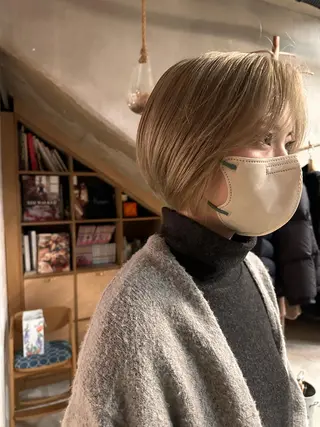 ショート カラー メンズカットパーマ/ ブリーチ高柳将太のヘアスタイル