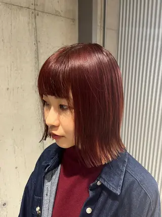 ミディアム カラー ヘアアレンジ ✨透明感カラー×垢 抜けボブ リクト💥のヘアスタイル