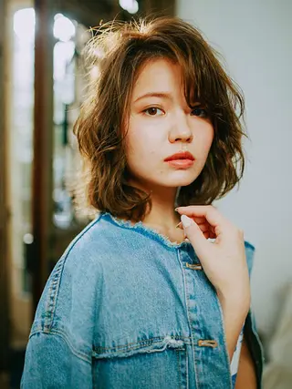 ミディアム カラー パーマ 【公式】amble luxe池袋東口🩷のヘアスタイル
