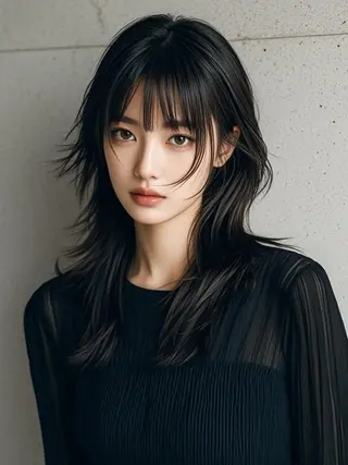 セミロング ウルフカット 811 大阪梅田 ウルフのヘアスタイル