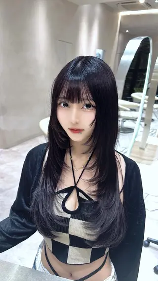 ロング レイヤー似合わせ 透明感カラーりきやのヘアスタイル