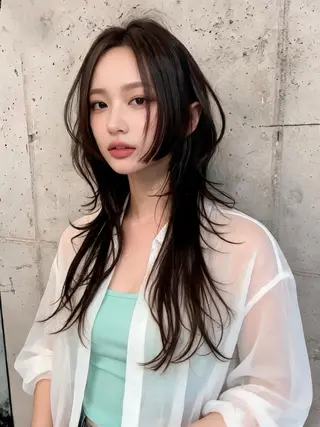 ロング カラー ウルフカット 811 大阪梅田 ウルフのヘアスタイル