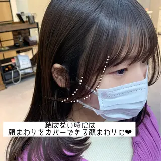 ミディアム カラー パーマ ヘアアレンジ メンズ キッズ ネイル マツエク・マツパ アイブロウ 似合せレイヤー／ 柔らか透明感カラーのヘアスタイル
