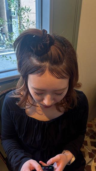 セミロング カラー ヘアアレンジ KURIAハイトーン /ピンクカラー/ボブのヘアスタイル