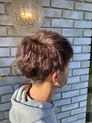 ショート カラー パーマ ヘアアレンジ メンズ ハイトーン&透明感 カラー☘️片山優陽のヘアスタイル