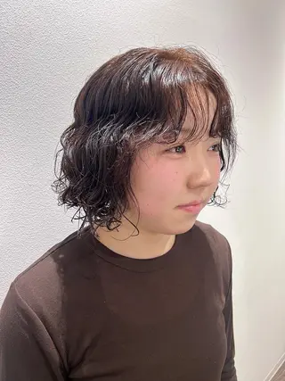 ショート パーマ 🤎オリーブカラー× パーマ特化💫森口のヘアスタイル