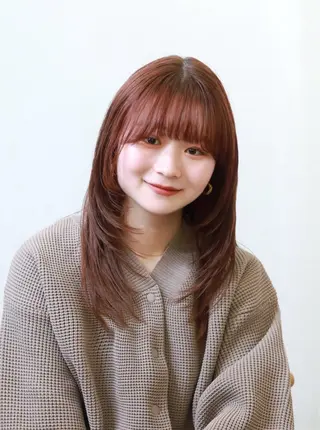 ミディアム カラー 顔周り✂️透明感 レイヤー/みっきーのヘアスタイル