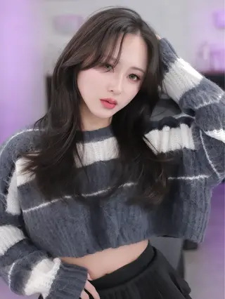 セミロング カラー 盛れる顔周りカット ♥️韓国ヘア"ちぇるのヘアスタイル