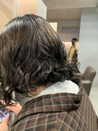 カラー パーマ ボブパーマコテ巻き風 パーマNo1深江秀平のヘアスタイル
