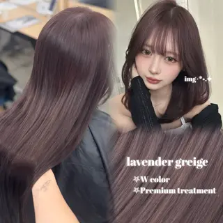 セミロング カラー ヘアアレンジ 🤍淡色ピンク&ラベ ンダーYUKI🤍のヘアスタイル