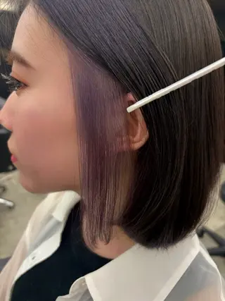 ミディアム カラー ヘアアレンジ 🎈ブリーチなし暖色 カラー/レッド/ゆいのヘアスタイル