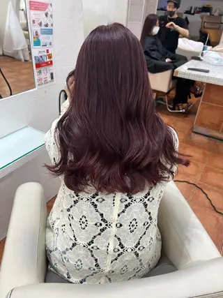 ミディアム ピンクカラー/ ブリーチなしRINAのヘアスタイル