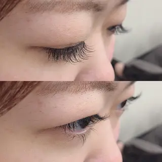 マツエク・マツパ レイヤーカット✖️ 柔らかベージュカラーのヘアスタイル