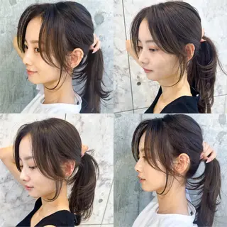 セミロング カラー 新宿/韓国風レイヤー 髪質改善/渋谷直樹のヘアスタイル