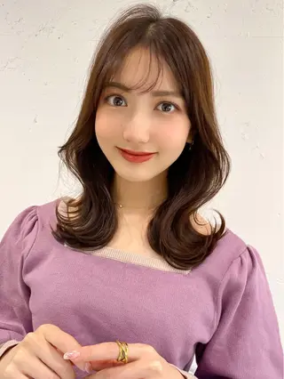 ミディアム カラー 上品ヘア🤍顔周り/ レイヤー✨/林遼一郎のヘアスタイル