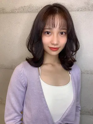 ミディアム カラー 透明感カラー✂︎ /縮毛矯正/YUKAのヘアスタイル
