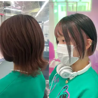 ショート カラー パーマ ヘアアレンジ メンズ キッズ ネイル マツエク・マツパ KANAMI 🌏のヘアスタイル