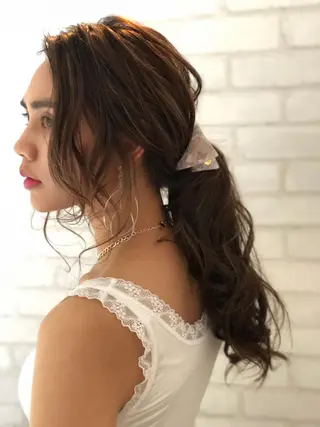 ミディアム カラー パーマ ヘアアレンジ メンズ キッズ ネイル マツエク・マツパ premier modelsのヘアスタイル