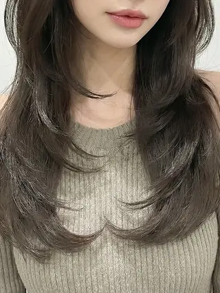 ロング カラー 韓国レイヤー⋆౨ৎﾟ 透カラー🩶／ユウキのヘアスタイル