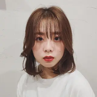 ミディアム カラー 韓国風レイヤーカット 上手く丁寧早い/マツのヘアスタイル