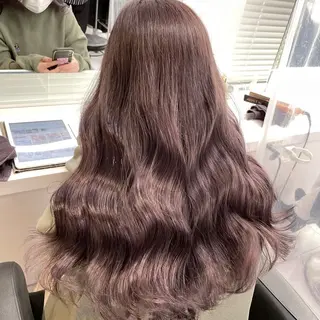 ロング カラー ダブルカラー/縮毛/ ピンク/ベージュのヘアスタイル