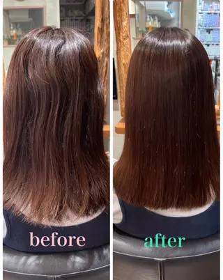 セミロング 縮毛髪質改善カケル 透明感カラー✨のヘアスタイル