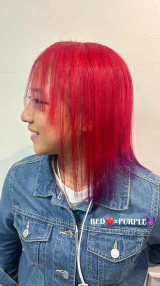 ミディアム カラー デザインカラー🌈 メイク💄ヒカリ🌟のヘアスタイル